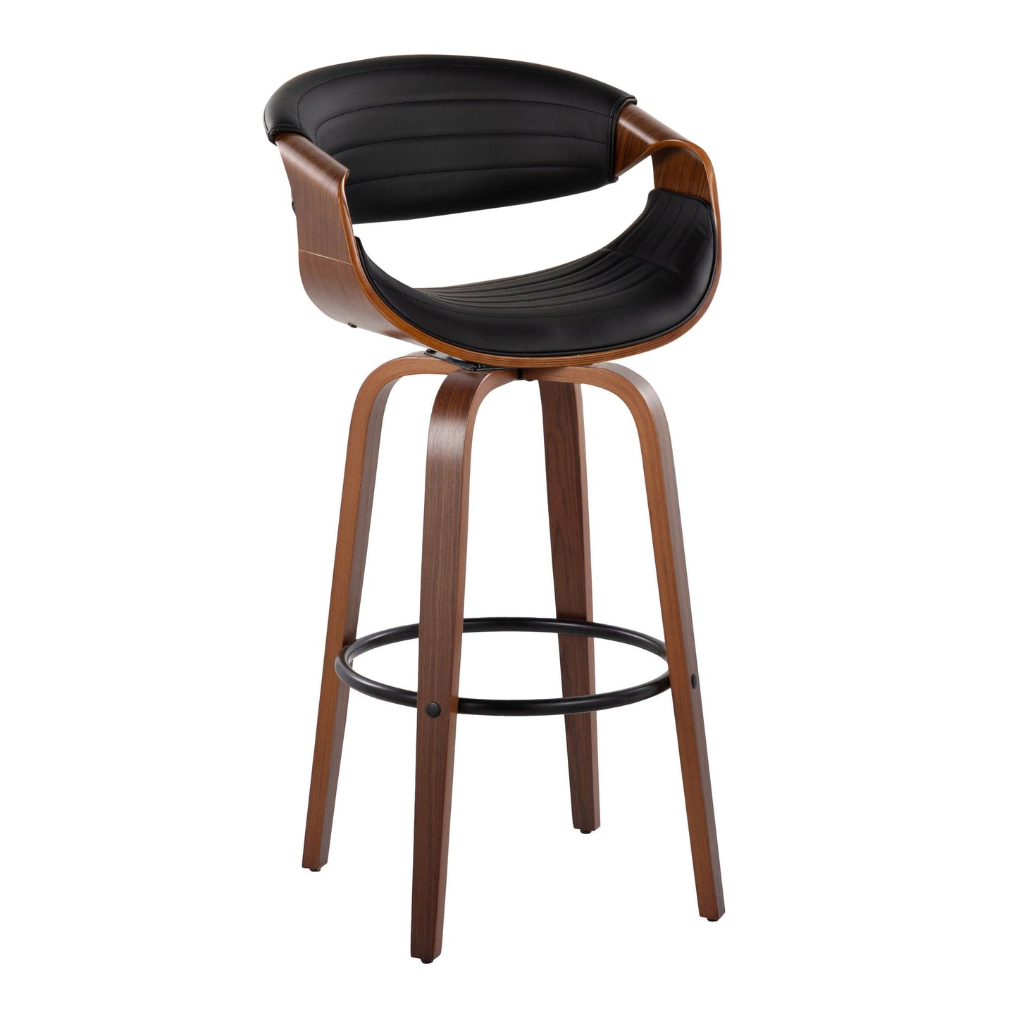 Symphony - Mid Century Modern Fixed Height Barstool With Swivel And Round Footrest (Set of 2)