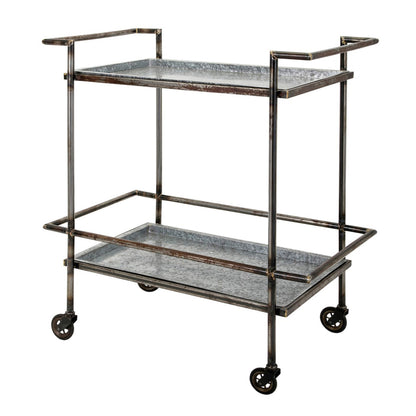 Percy Galvanized Metal Bar Cart - Gray