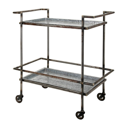 Percy Galvanized Metal Bar Cart - Gray