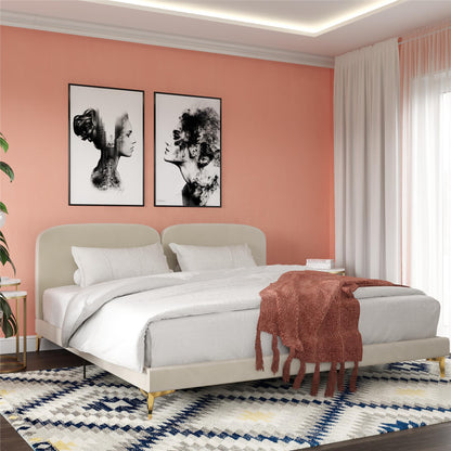 Coco - King Size Upholstered Bed - Ivory