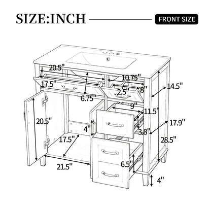 Bathroom Vanity With Sink, Soft Close Doors & Drawers - Wood