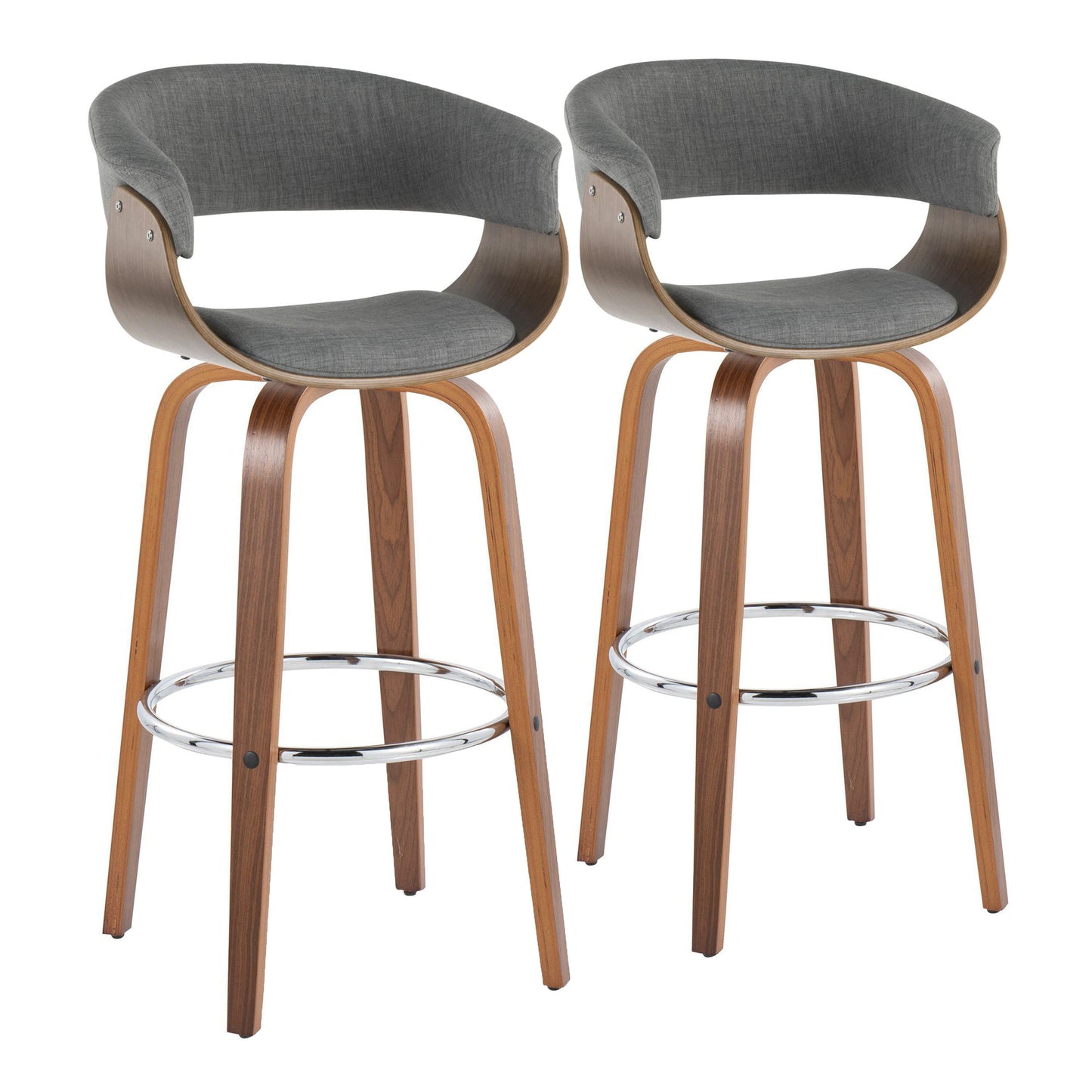 Vintage Mod - Mid Century Modern Fixed Height Barstool With Swivel With Round Footrest (Set of 2)