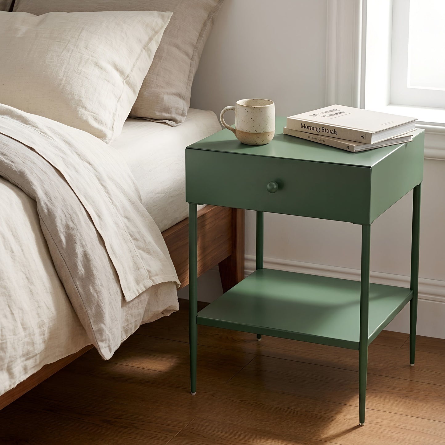 Colette - 1 Drawer Nightstand With Bottom Shelf - Green