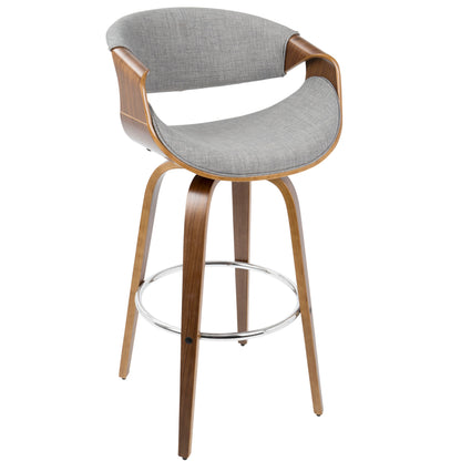 Curvini Mid - Century Modern Fixed Height Barstool With Swivel (Set of 2)