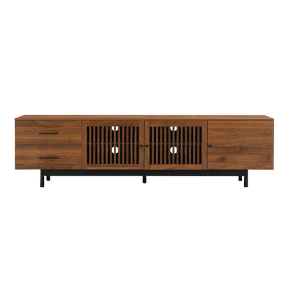 TV Stand, Media Console With 2 Drawers, Soft Closing Hinges, Adjustable Shelves - Walnut
