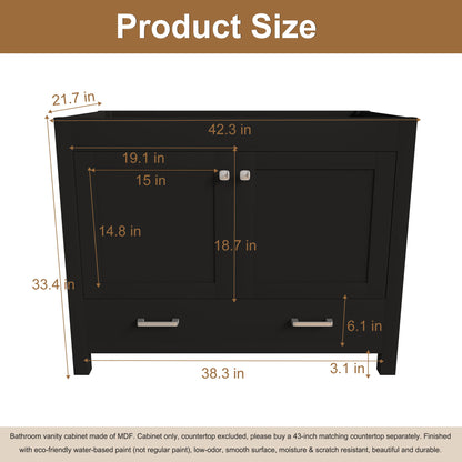 Bathroom Vanity With Soft Close Cabinet, Single Drawer, Sink Not Included - Black