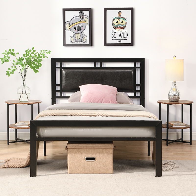 Twin Size Metal Bed Sturdy System, Modern Style And Comfort To Any Bedroom - Black