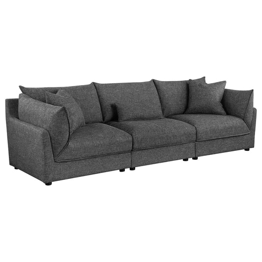 Tomasina - Modular Sofa With Cushions And Padded Arms - Black