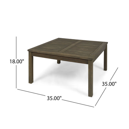 Perla - Rustic Square Coffee Table With Block Legs