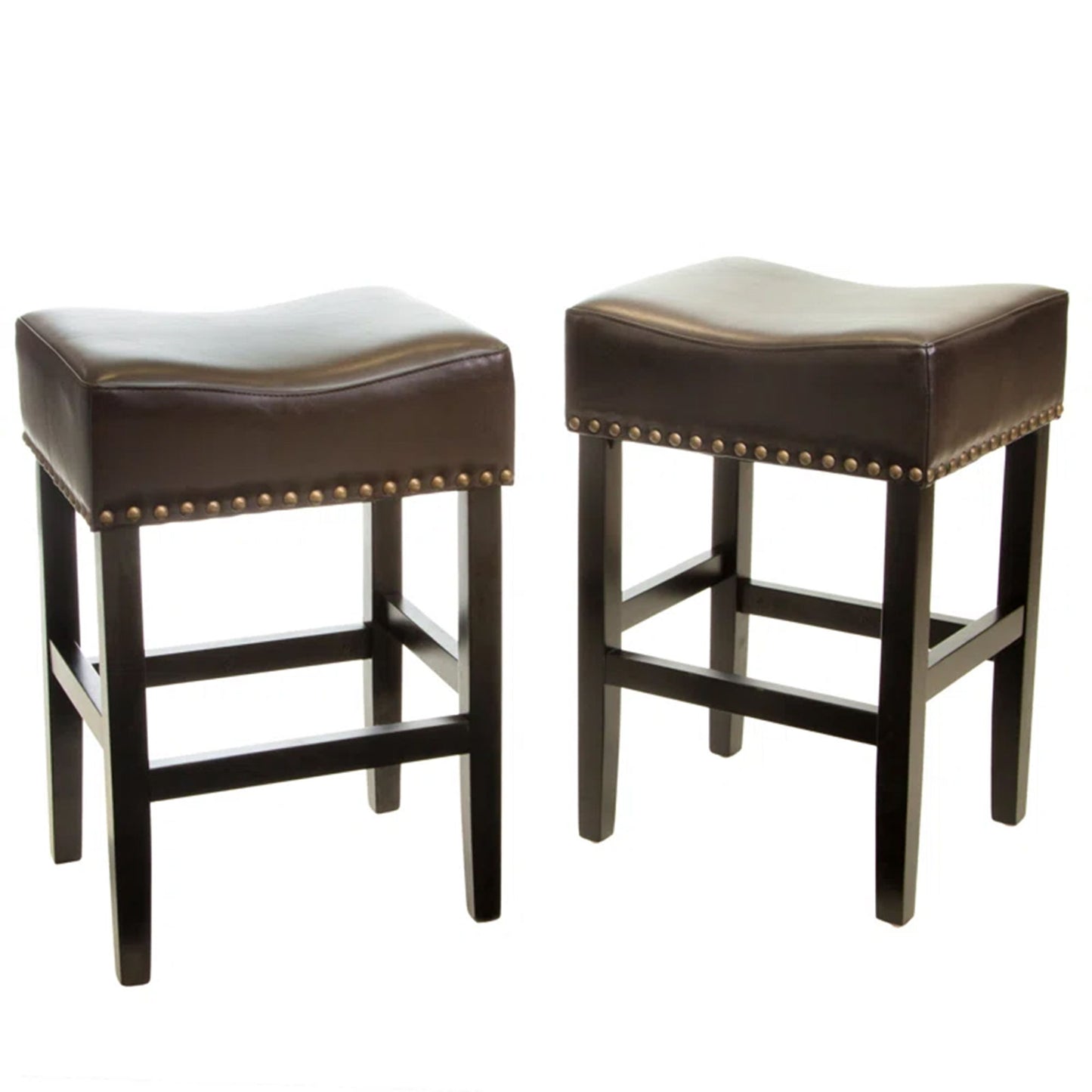 Soltique - Backless Dining Counter Stool With Nailhead Trim (Set of 2)