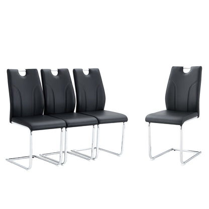 Light Luxury Bow Shaped Chairs With Electroplated Metal Legs, Sun And Stain Resistant, Dining Room And Living Room Set - Black