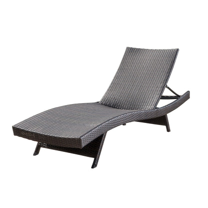 Mysticism Outdoor Chaise Lounge With Adjustable Backrest And Foldable Legs - Brown Multi