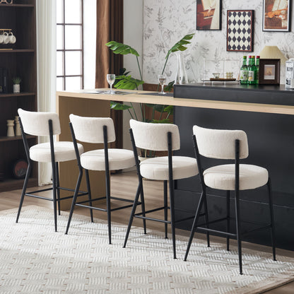 Modern Teddy Fabric Upholstered Bar Stools - Black Legs