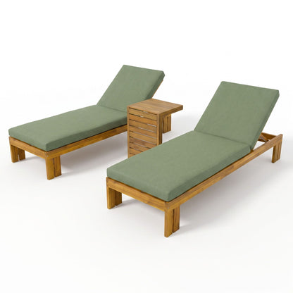 Outdoor Chaise Lounge Set & Side Table, 5 Position Adjustable Patio Recliner