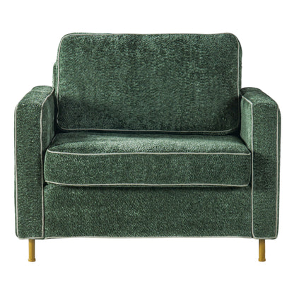 Accent Chair Upholstered Single Sofa With Square Arms, Sewn Pillow Back For Living Room