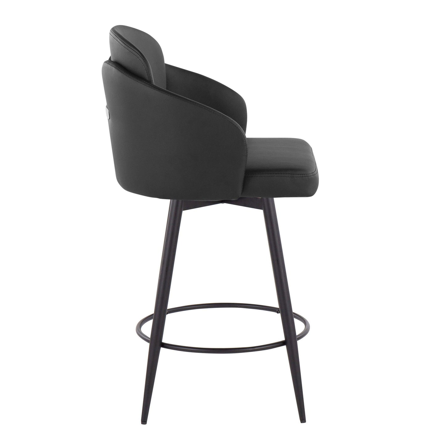 Dahlia - Contemporary Fixed Height Counter Stool With Round Footrest (Set of 2) - Black