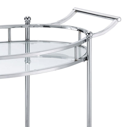 Jinx - Clear Glass Serving Cart - Silver