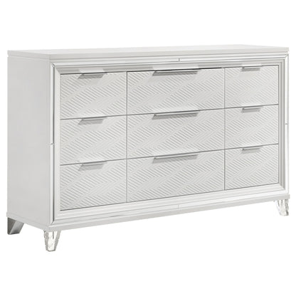9 Drawer Dresser Cabinet With Picture Framed Fronts - White