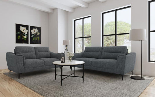 Nolan - 2 Piece Upholstered Sofa Set - Charcoal