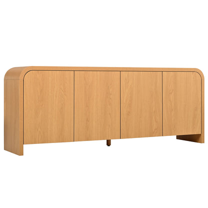 Curved Edge TV Stand With Large Cabinets