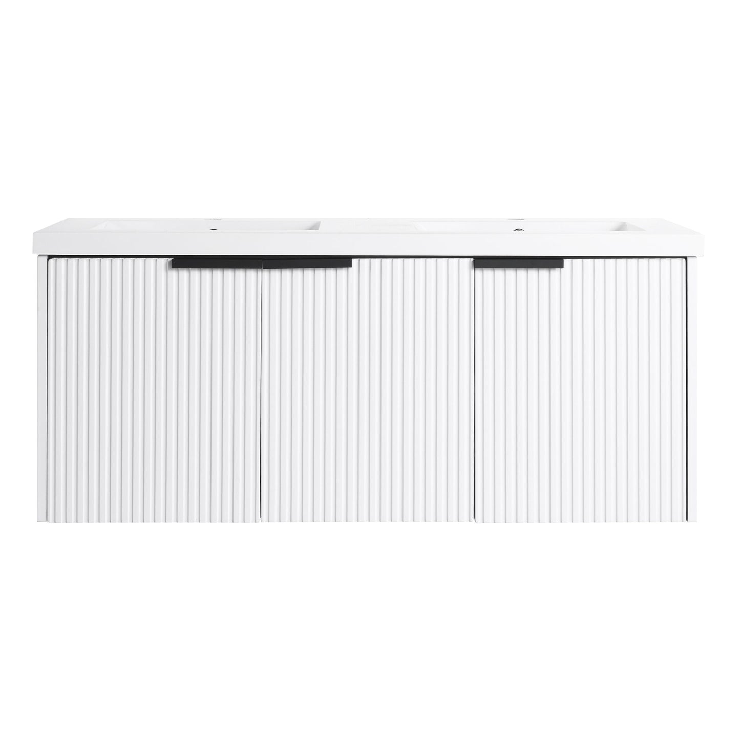 Contemporary Wall Mounted Bathroom Vanity With Resin Double Sink