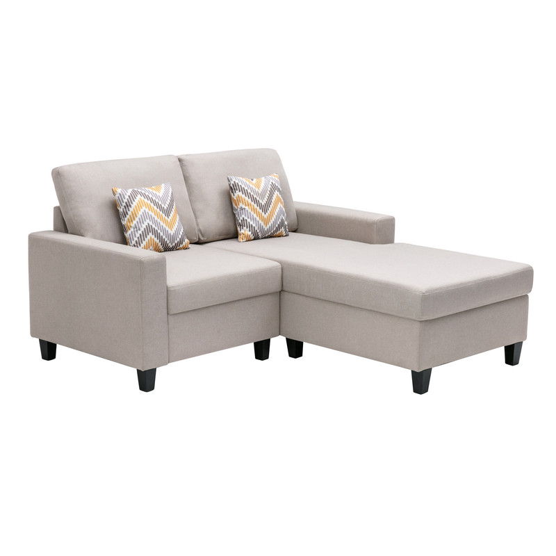 Nolan - Fabric 2-Seater Reversible Sofa With Pillows And Interchangeable Legs