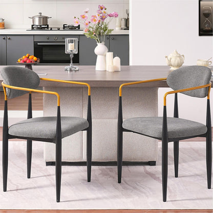 Modern Upholstered Dining Chair With Accented Armrests (Set of 2)
