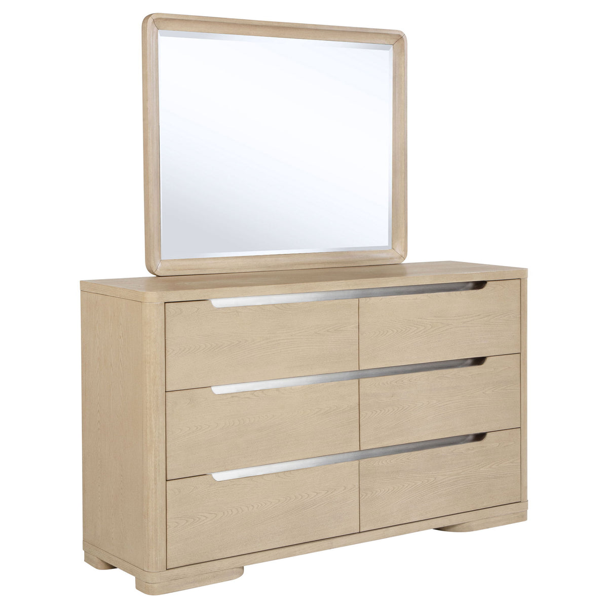 Mirador - 6 Drawer Dresser And Mirror Set - Light Oak