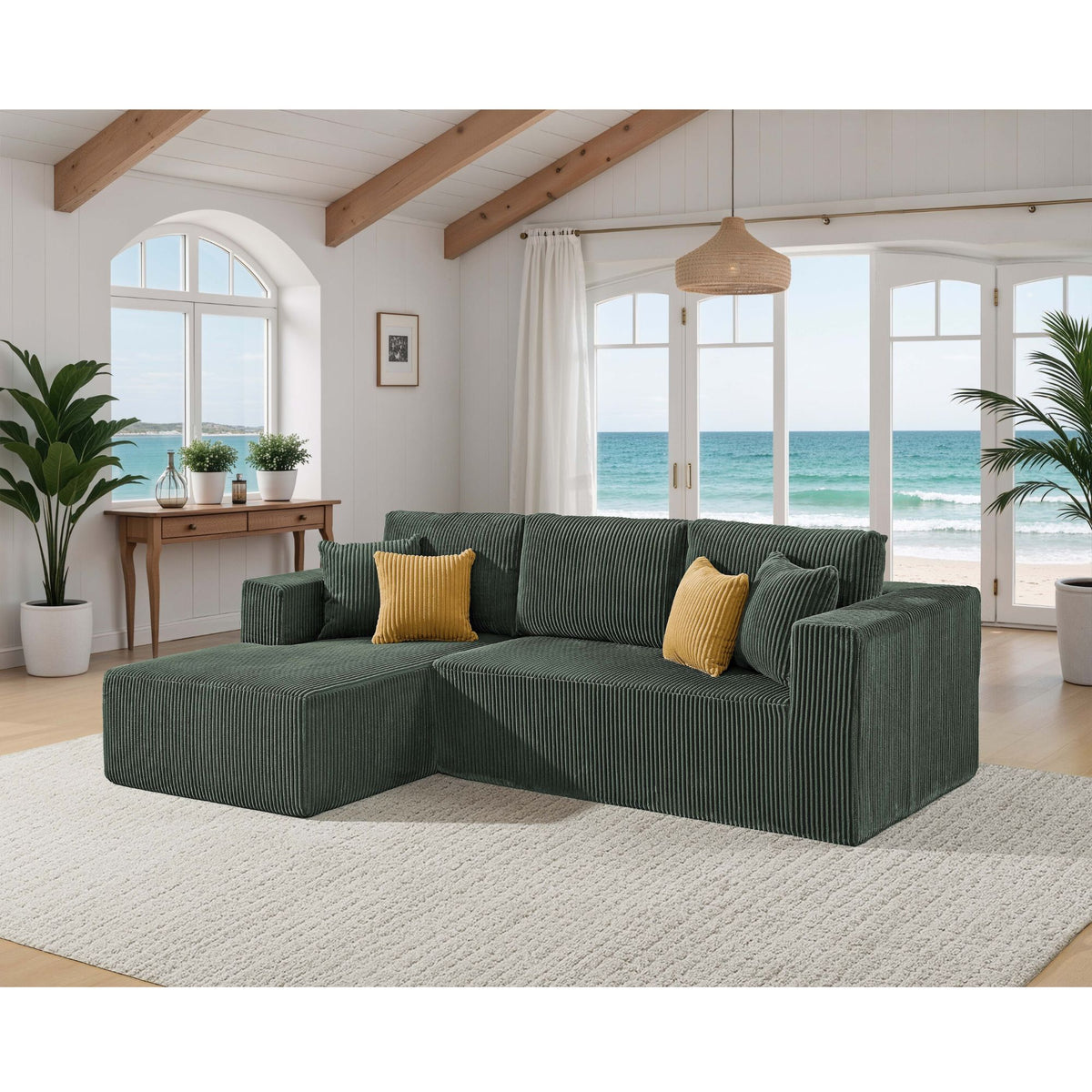 L - Shape Full Compressed Upholstered Sectional