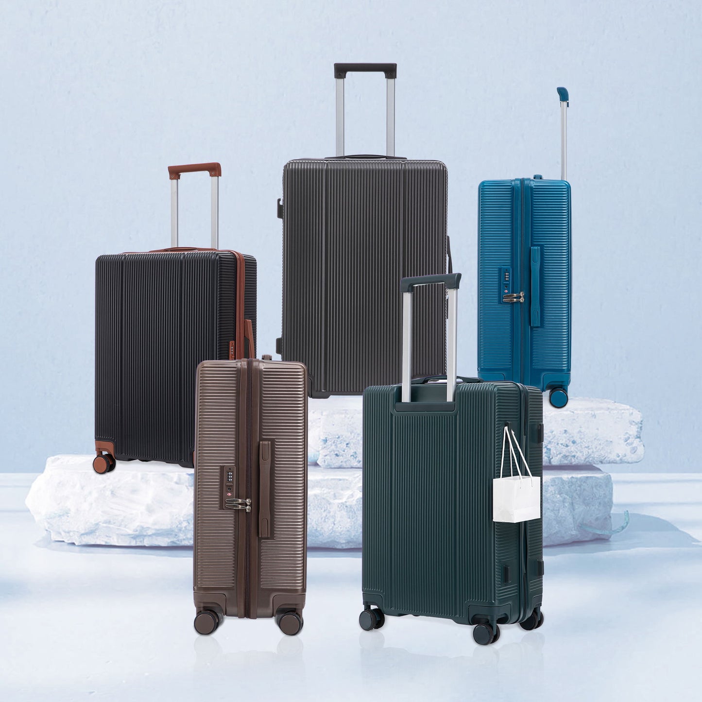 20" / 24" / 28" 3 Pieces / Set Spinner Wheel Luggage, Carry On Suitcase, Matching Color, TSA Combination Lock