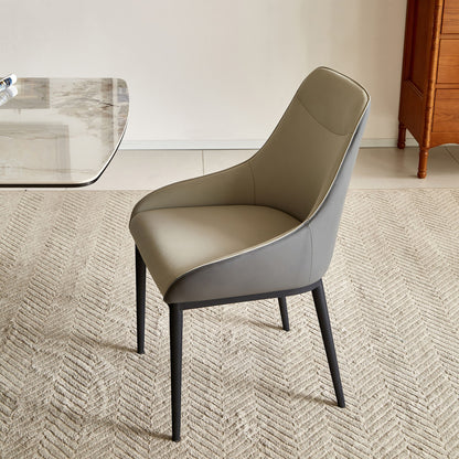 Modern Dining Chair Set Upholstered Seats Steel Metal Legs 2 Tone Contemporary Kitchen Living Room Furniture (Set of 2) - Black / Gray