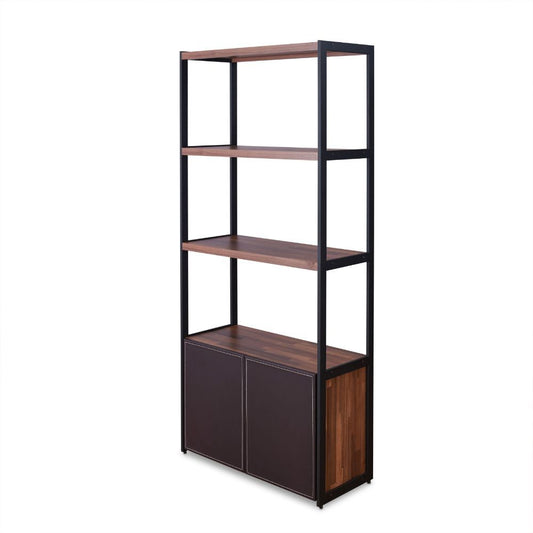 Sara - Bookshelf - Espresso PU, Walnut & Sandy Black