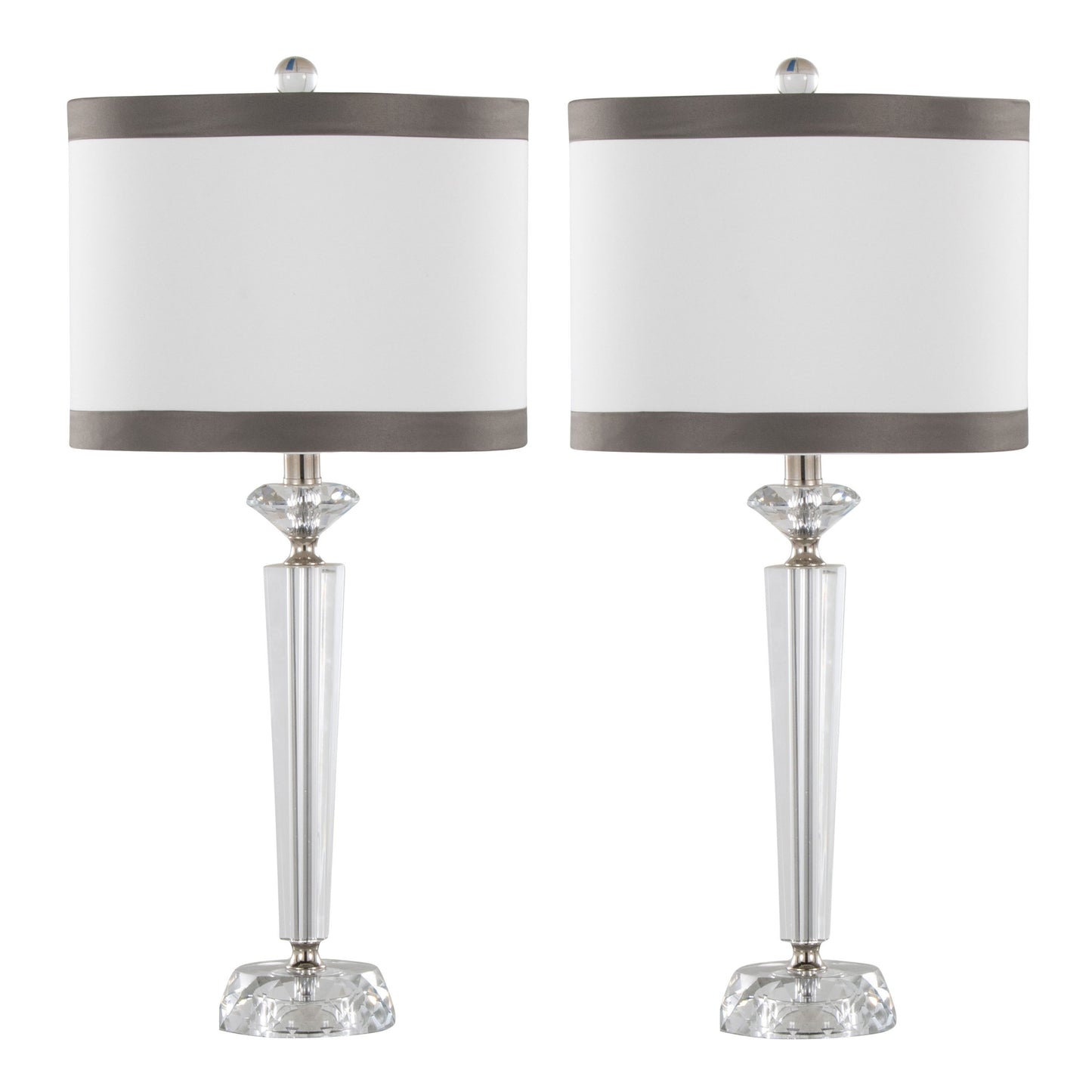 Diamond - Torch Crystal Contemporary Table Lamp (Set of 2) - Clear / Off White / Dark Gray / Polished Nickel