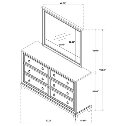 Wedner - 6 Drawer Dresser With Mirror - Oak
