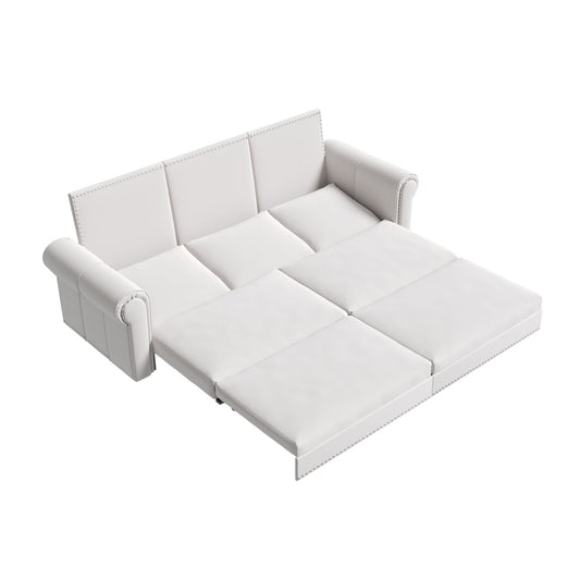 Pull Out Sofa Bed 3 In 1 Convertible Sleeper Sofa With Nailhead Trim & Rolled Arm, Multi Functional