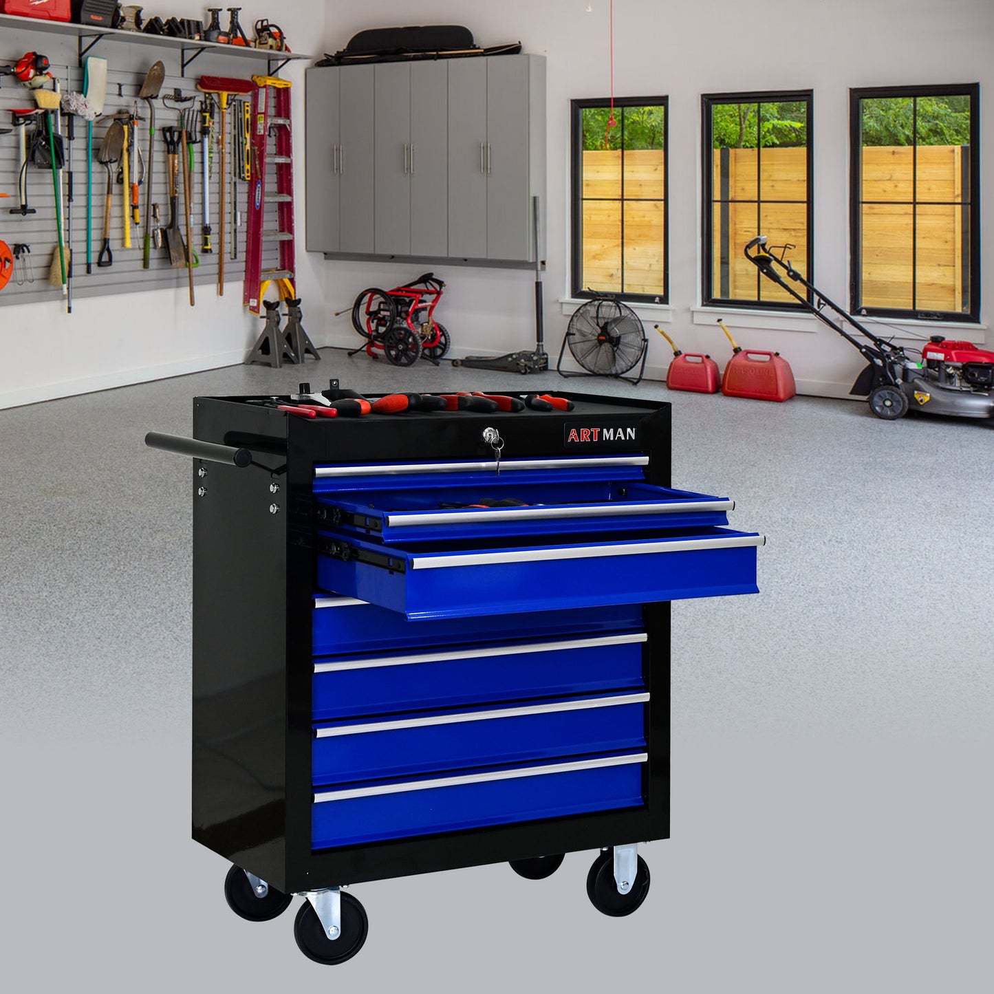 7 Drawers Multifunctional Tool Cart With Wheels