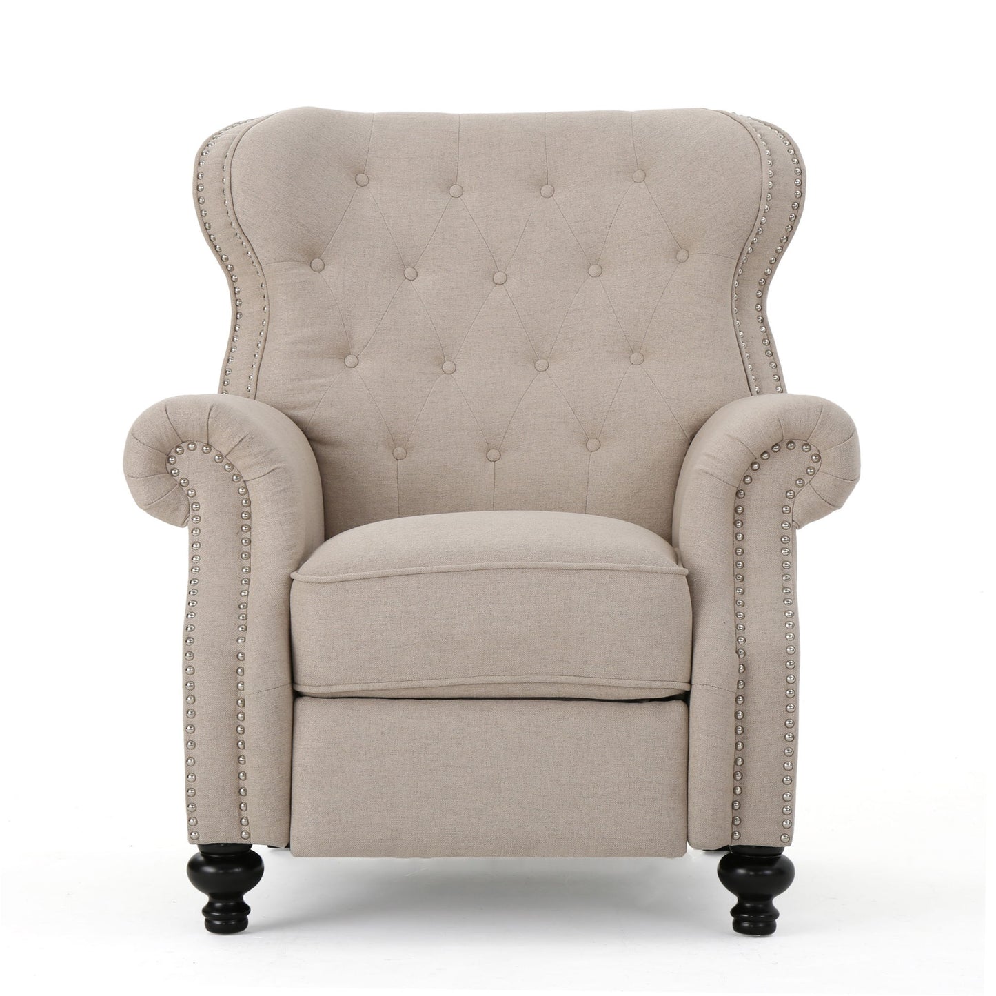 Contemporary Style Push Back Recliner With Button Tufted Stitching And Nailhead Trim