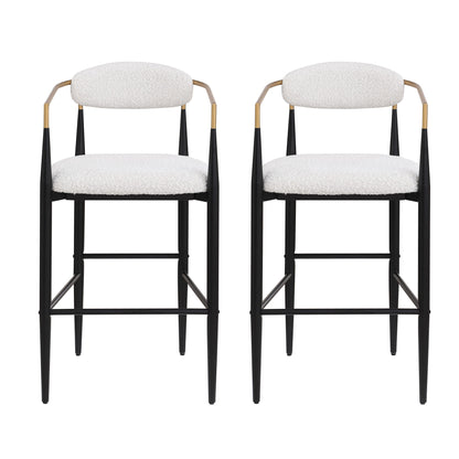 Upholstered Bar Stools With Backs For Kitchen Island (Set of 2) - Beige