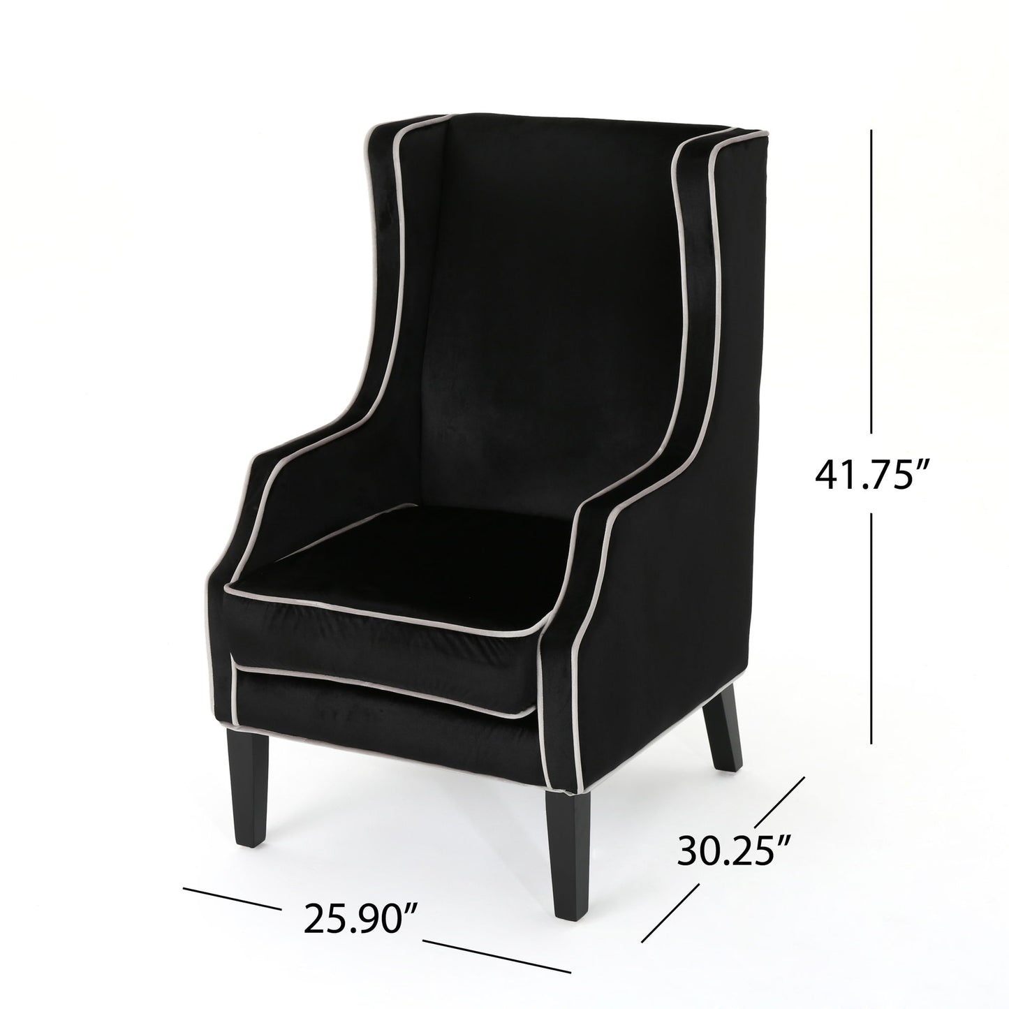 Elegant Velvet Club Chair With Tonal Piping
