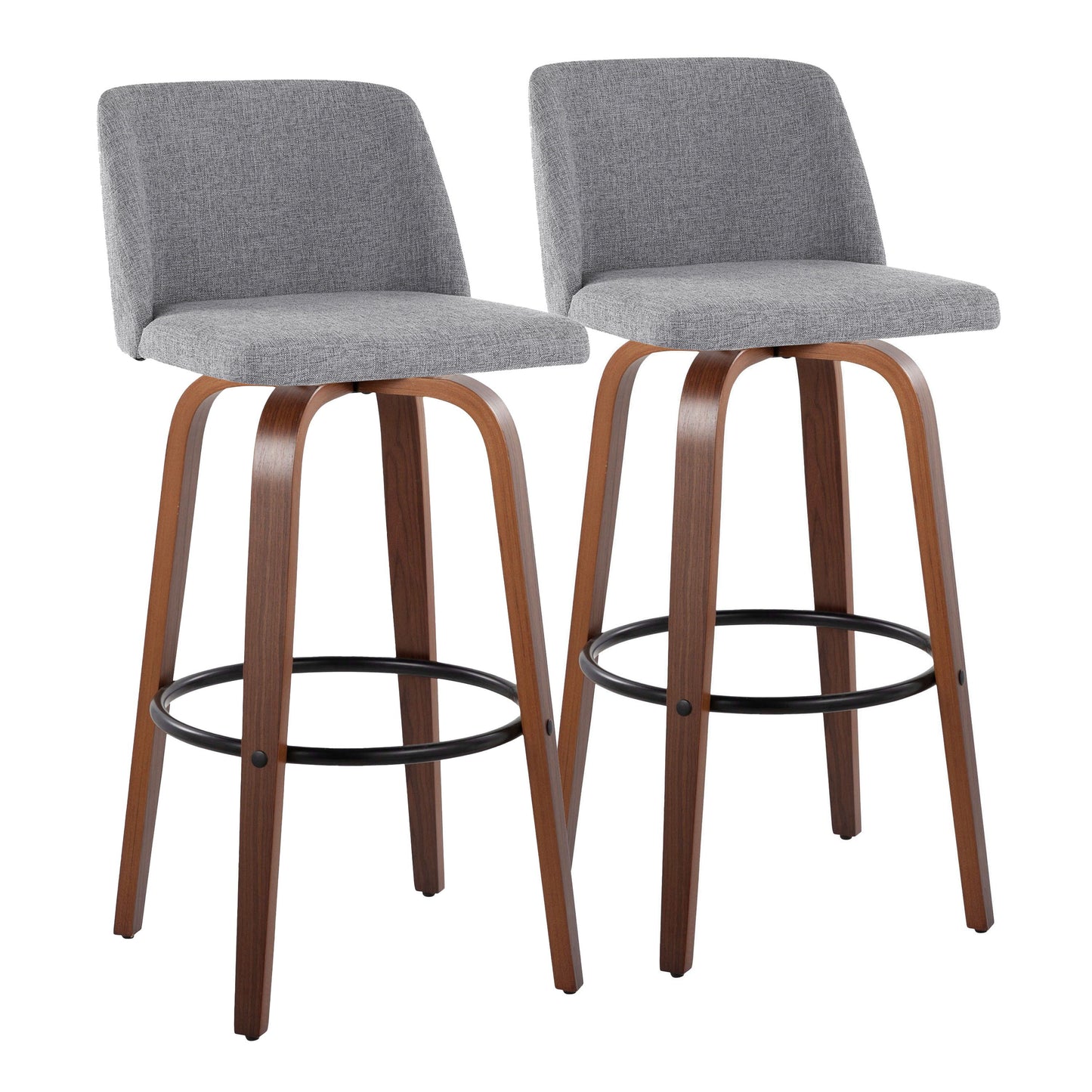 Toriano - Mid Century Modern Fixed Height Barstool Swivel And Round Footrest (Set of 2)