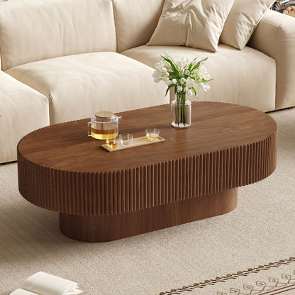 Oval Coffee Table With Thick Tabletop For Living Room