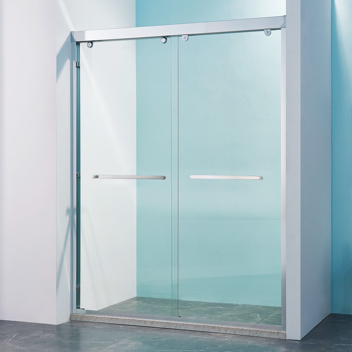 Double Sliding Shower Door Aluminium Alloy Frame, 5 / 16" (8Mm) Thick Sgcc Tempered Clear Glass