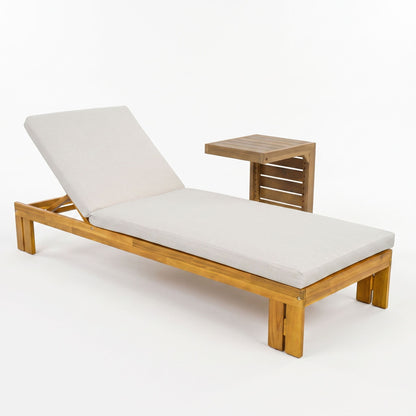 Outdoor Chaise Lounge Set & Side Table, 5 Position Adjustable Patio Recliner