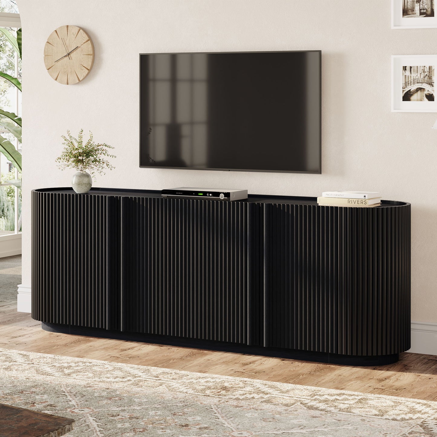 TV Stand With Fluted Tambour Style Door