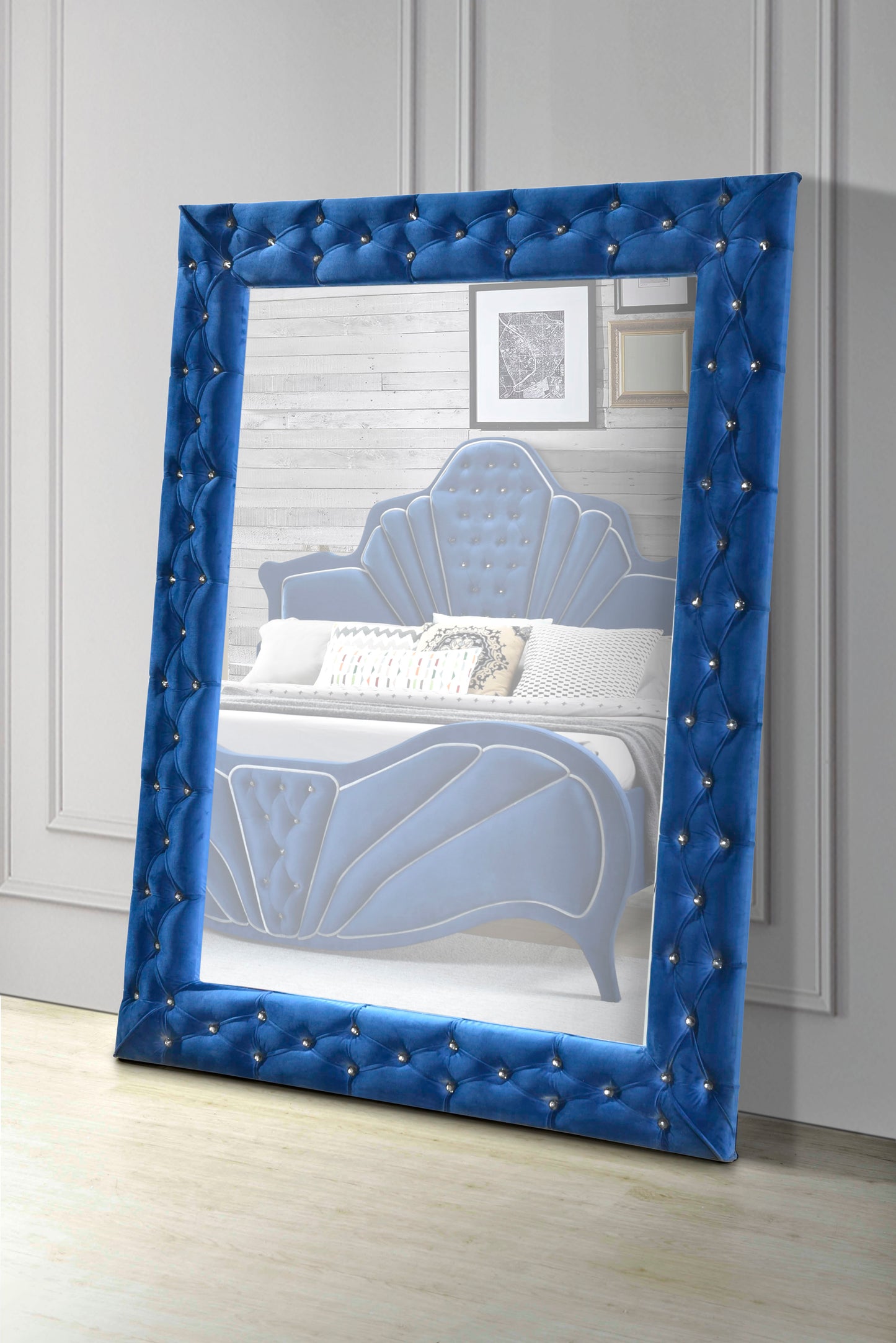 Dante - Velvet Floor Mirror - Blue