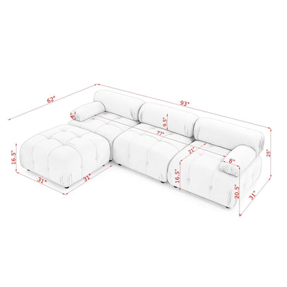 Modular Sectional Sofa, Button Tufted Design With Diy L-Shaped Layout, Reversible Ottoman