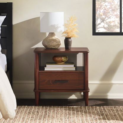 Transitional Solid Wood Spindle Nightstand