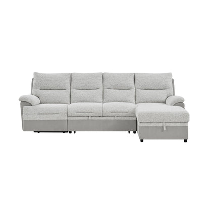 Sectional Sofa With Power Recline, USB Charging, And Storage Chaise - Gray