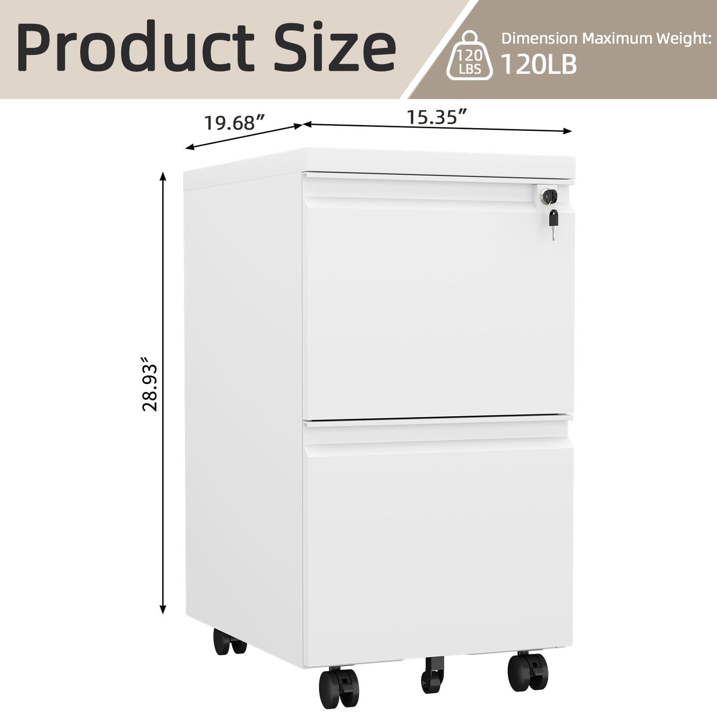 Office Storage Cabinet With 2 Drawers And Lock