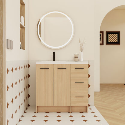 Wall Mounted Floating Bathroom Vanity With Sink, Door & Drawers Modular Cabinet